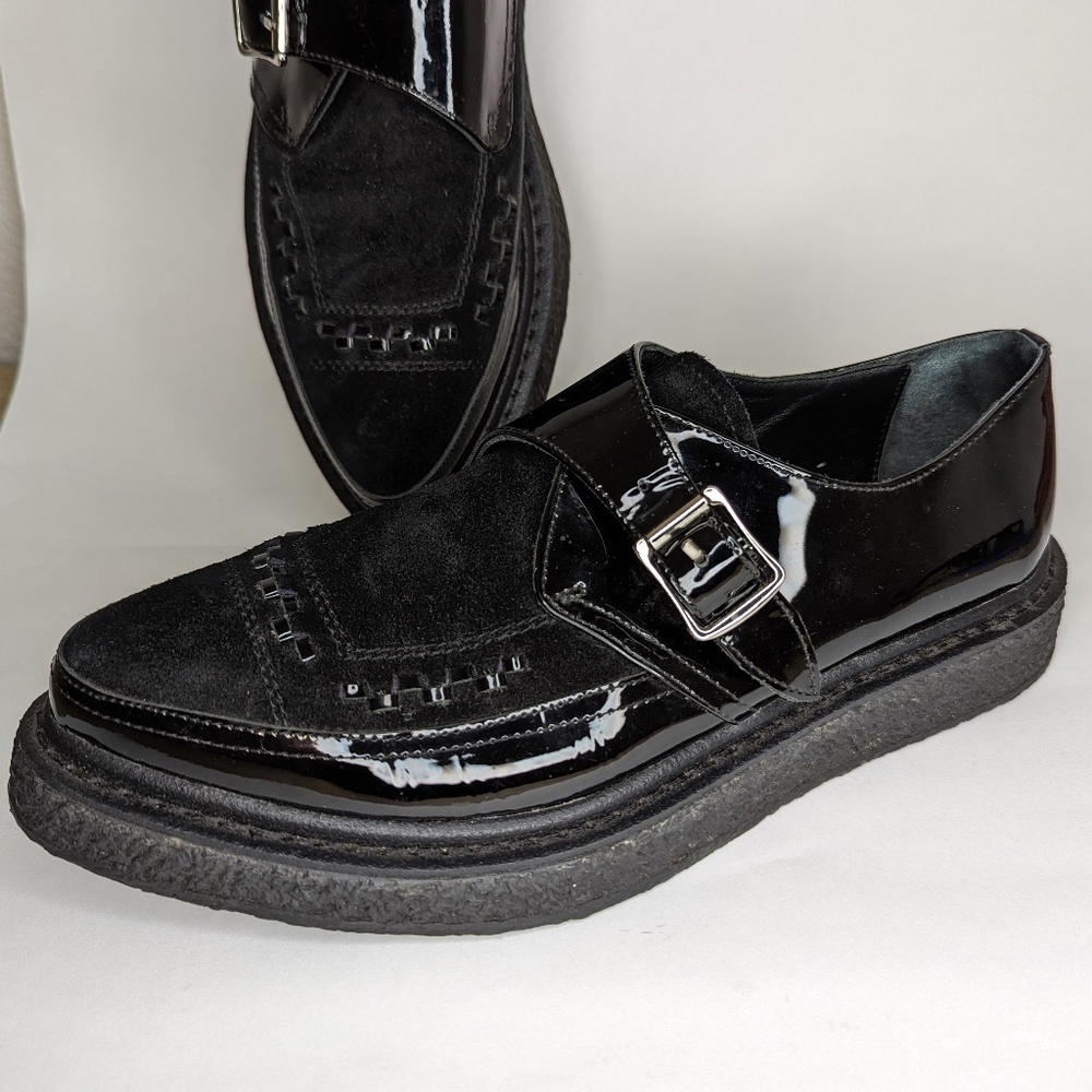 Saint Laurent Hedi Slimane Black Leather Suede Monk Buckle Creepers sz8.5 US Men